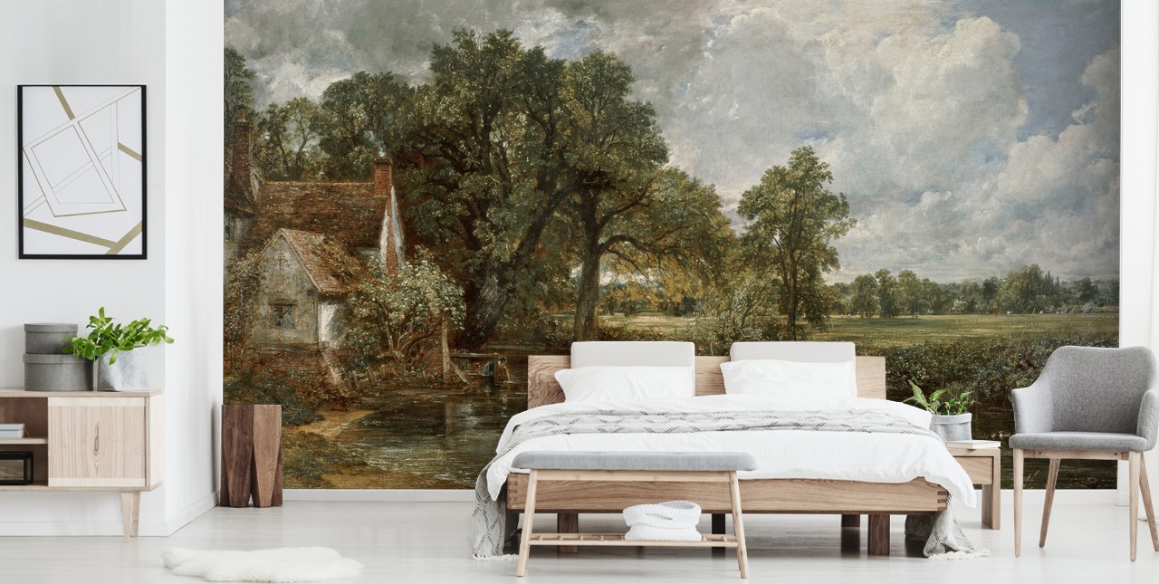 fine art wallpaper mural called The Hay Wain by John Constable for living rooms, bedrooms and dining rooms