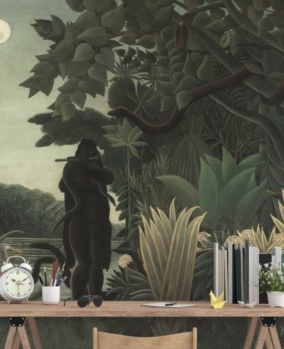 fine art wallpaper mural called The Snake Charmer by Henri Rousseau for living rooms and bedrooms fine art wallpaper mural called The Snake Charmer by Henri Rousseau for living rooms and bedrooms