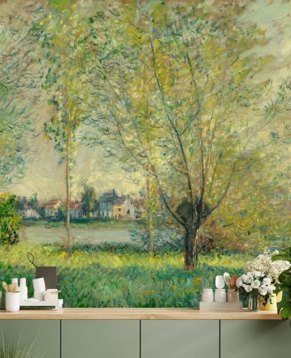 mural de pared de bellas artes llamado Los sauces de Claude Monet para dormitorios y salones mural de pared de bellas artes llamado Los sauces de Claude Monet para dormitorios y salones