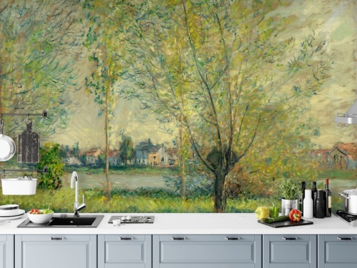 Kunsttapete mit dem Titel The Willows von Claude Monet für Schlafzimmer und Lounges