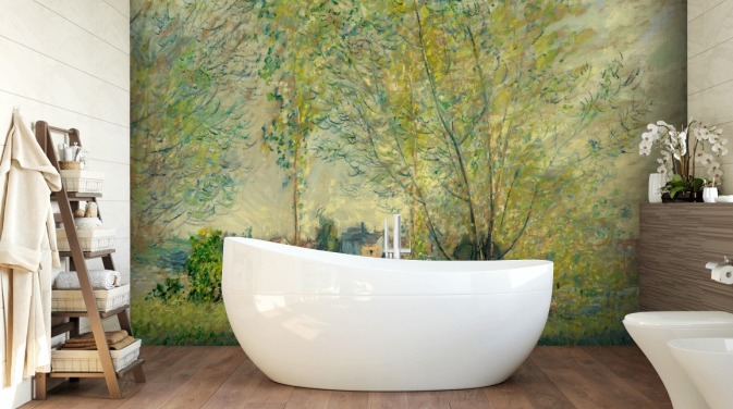 konstväggmålning kallad The Willows av Claude Monet för sovrum och lounger