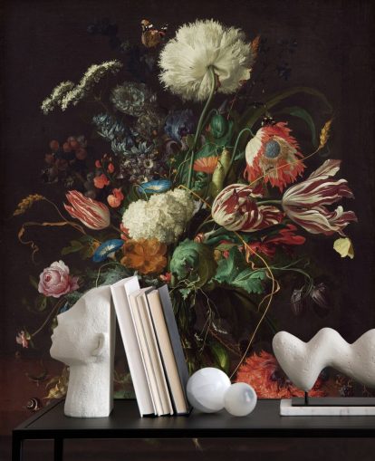 fine art wallpaper mural called Vase of Flowers by Jan Davidsz de Heem for bedrooms, lounges and dining rooms fine art wallpaper mural called Vase of Flowers by Jan Davidsz de Heem for bedrooms, lounges and dining rooms