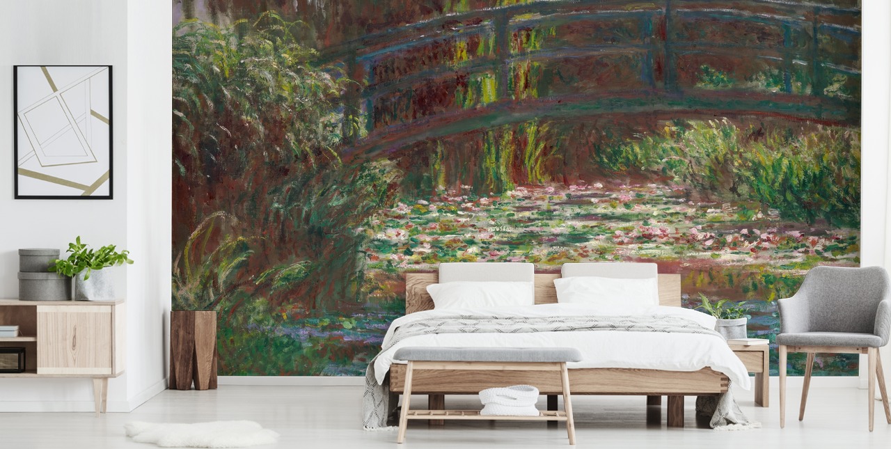 kunsttapet veggmaleri kalt The Water Lily Pond av Claude Monet for bad og soverom