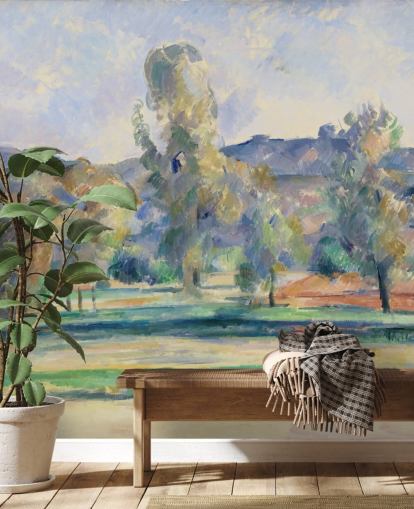 mural de papel pintado de bellas artes llamado Autumn Landscape de Paul Cezanne para dormitorios, salas de estar y oficinas en casa mural de papel pintado de bellas artes llamado Autumn Landscape de Paul Cezanne para dormitorios, salas de estar y oficinas en casa