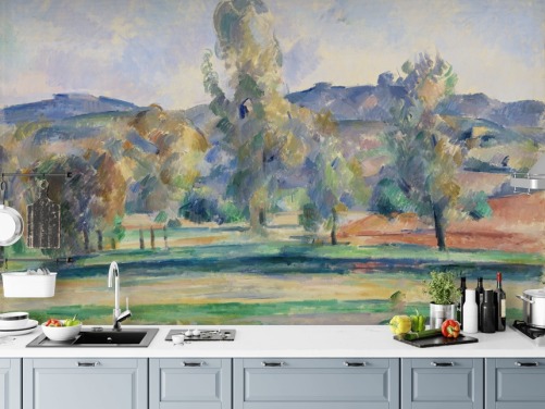 konsttapet väggmålning kallad Autumn Landscape av Paul Cezanne för sovrum, vardagsrum och hemmakontor