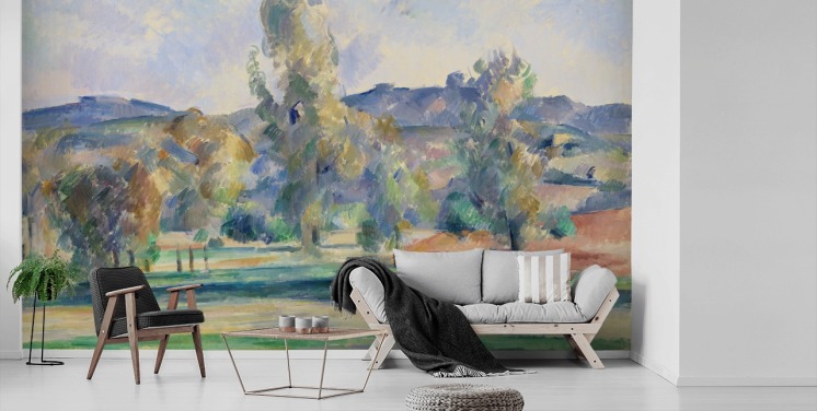 fine art wallpaper mural called Autumn Landscape by Paul Cezanne for bedrooms, living rooms and home offices