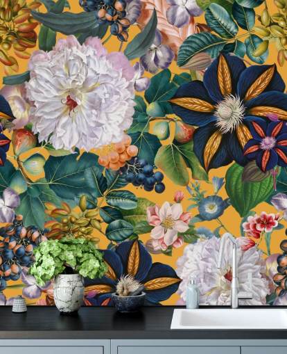 floral wallpaper mural called Garden of Eden II by Burcu Korkmazyurek for bedrooms and hallways floral wallpaper mural called Garden of Eden II by Burcu Korkmazyurek for bedrooms and hallways