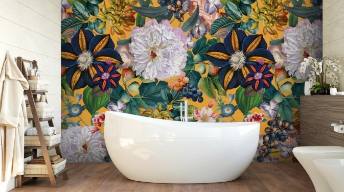 floral wallpaper mural called Garden of Eden II by Burcu Korkmazyurek for bedrooms and hallways