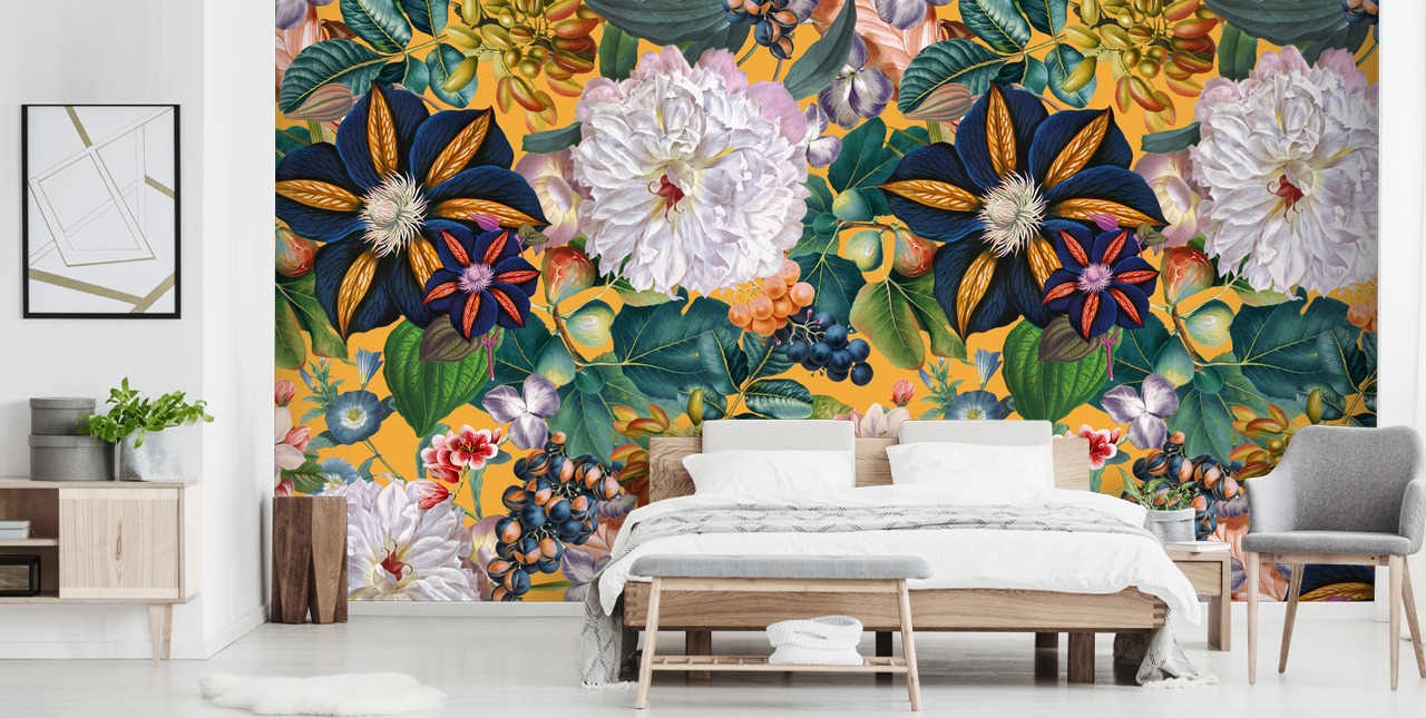 floral wallpaper mural called Garden of Eden II by Burcu Korkmazyurek for bedrooms and hallways floral wallpaper mural called Garden of Eden II by Burcu Korkmazyurek for bedrooms and hallways