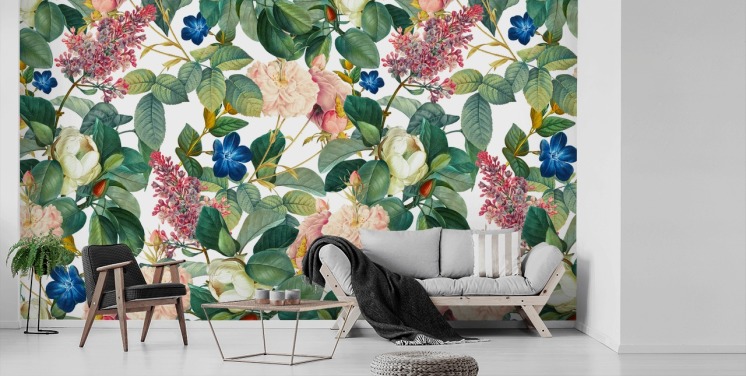 floral wall mural called Garden of Eden III by Burcu Korkmazyurek for bedrooms, hallways and living rooms