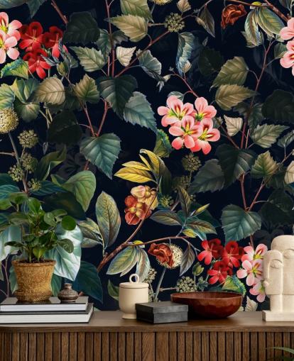 floral wallpaper mural called Magical Forest II by Burcu Korkmazyurek for bedrooms and lounges floral wallpaper mural called Magical Forest II by Burcu Korkmazyurek for bedrooms and lounges