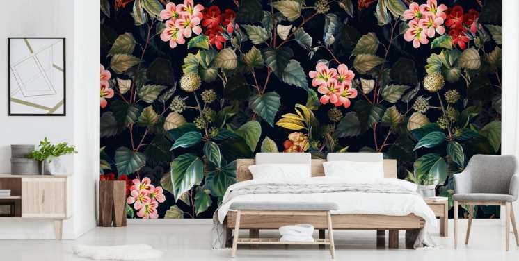 floral wallpaper mural called Magical Forest II by Burcu Korkmazyurek for bedrooms and lounges