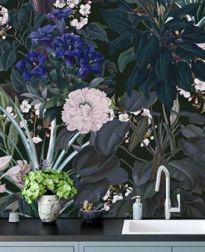 garden wallpaper mural called Midnight Garden IX by Burcu Korkmazyurek for bedrooms and lounges garden wallpaper mural called Midnight Garden IX by Burcu Korkmazyurek for bedrooms and lounges