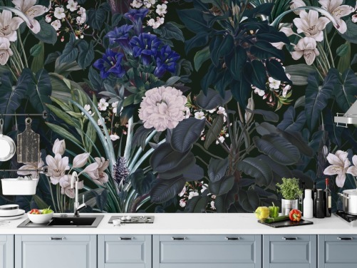 garden wallpaper mural called Midnight Garden IX by Burcu Korkmazyurek for bedrooms and lounges