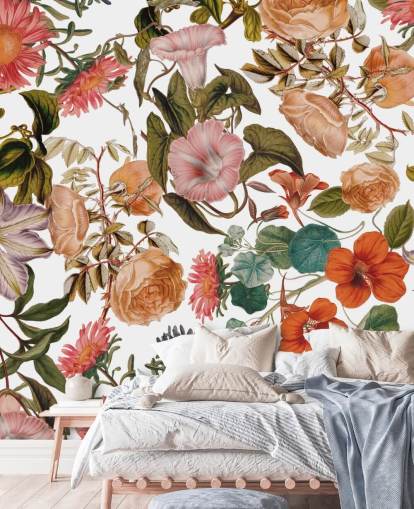 floral wallpaper mural called Romantic Garden by Burcu Korkmazyurek for living rooms and bedrooms floral wallpaper mural called Romantic Garden by Burcu Korkmazyurek for living rooms and bedrooms