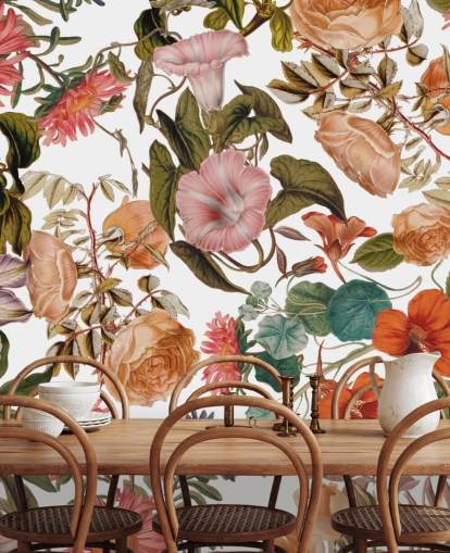 Blumentapete namens Romantic Garden von Burcu Korkmazyurek für Wohn- und Schlafzimmer Blumentapete namens Romantic Garden von Burcu Korkmazyurek für Wohn- und Schlafzimmer