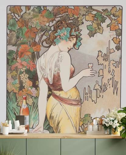 art nouveau veggmaleri kalt Cognac Bisquit av Alphonse Mucha for stuer og soverom art nouveau veggmaleri kalt Cognac Bisquit av Alphonse Mucha for stuer og soverom