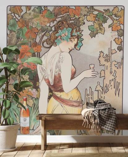 art nouveau wall mural called Cognac Bisquit by Alphonse Mucha for living rooms and bedrooms art nouveau wall mural called Cognac Bisquit by Alphonse Mucha for living rooms and bedrooms