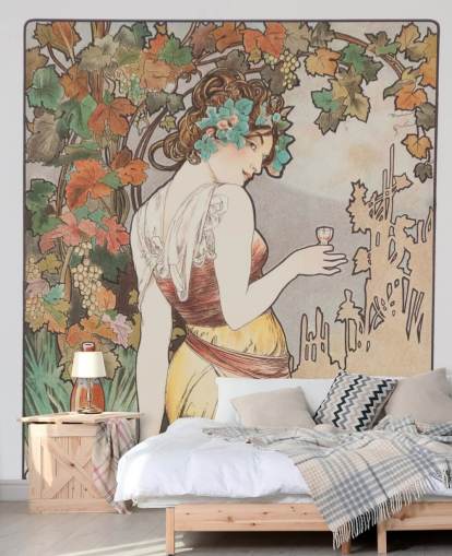 art nouveau wall mural called Cognac Bisquit by Alphonse Mucha for living rooms and bedrooms art nouveau wall mural called Cognac Bisquit by Alphonse Mucha for living rooms and bedrooms