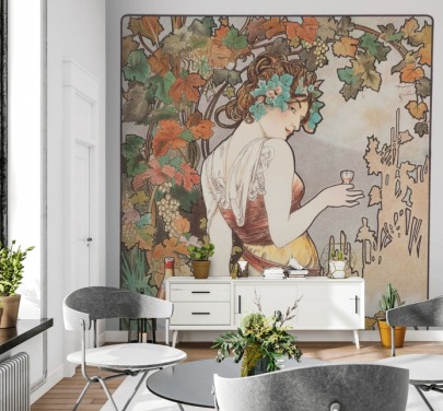Jugendstil-Wandbild namens Cognac Bisquit von Alphonse Mucha für Wohn- und Schlafzimmer