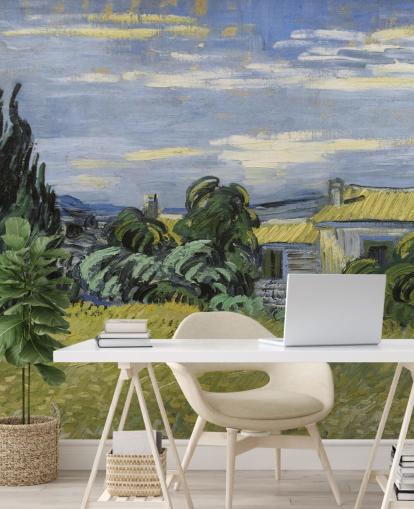 kunsttapet vægmaleri kaldet Landskab med grøn majs af Vincent van Gogh til soveværelser, stuer og hjemmekontorer kunsttapet vægmaleri kaldet Landskab med grøn majs af Vincent van Gogh til soveværelser, stuer og hjemmekontorer