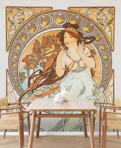 fine art wallpaper mural called La Musica by Alphonse Mucha for living rooms and bedrooms fine art wallpaper mural called La Musica by Alphonse Mucha for living rooms and bedrooms