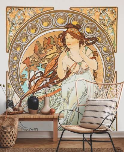 fine art wallpaper mural called La Musica by Alphonse Mucha for living rooms and bedrooms fine art wallpaper mural called La Musica by Alphonse Mucha for living rooms and bedrooms