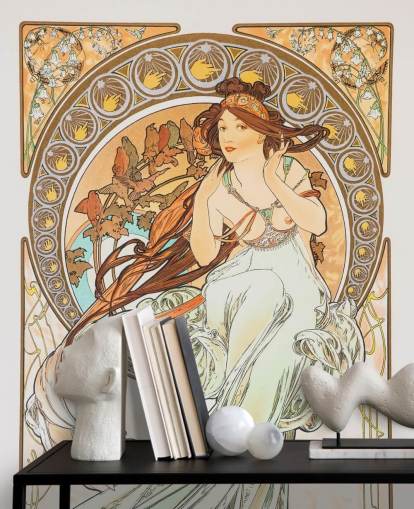fine art wallpaper mural called La Musica by Alphonse Mucha for living rooms and bedrooms fine art wallpaper mural called La Musica by Alphonse Mucha for living rooms and bedrooms