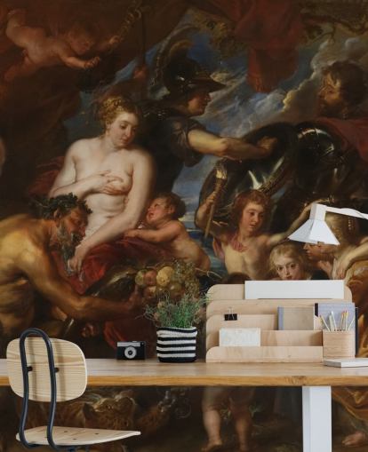 kunsttapet vægmaleri kaldet Minerva Protects Pax from Mars af Peter Paul Rubens til hjem og virksomheder kunsttapet vægmaleri kaldet Minerva Protects Pax from Mars af Peter Paul Rubens til hjem og virksomheder
