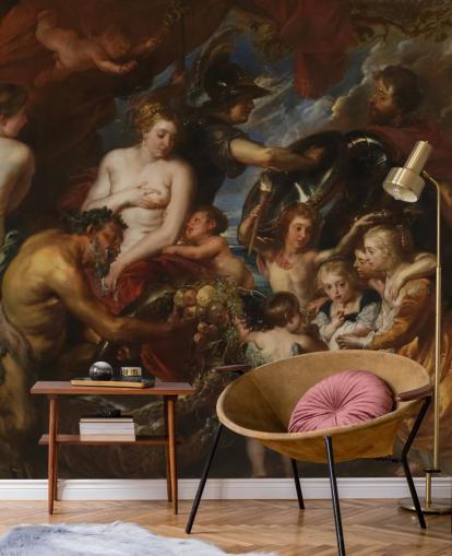 kunstbehangmuurschildering genaamd Minerva Protects Pax from Mars van Peter Paul Rubens voor woningen en bedrijven kunstbehangmuurschildering genaamd Minerva Protects Pax from Mars van Peter Paul Rubens voor woningen en bedrijven