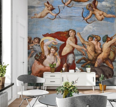 kunsttapet vægmaleri kaldet The Triumph of Galatea af Raphael til spisestuer, kontorer og religiøse rum