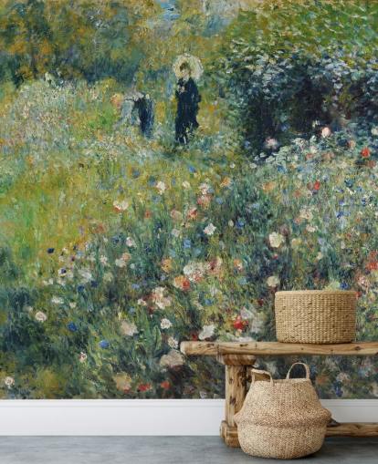 fine art wall mural called Woman with a Parasol in a Garden by Pierre-Auguste Renoir for lounges and bedrooms fine art wall mural called Woman with a Parasol in a Garden by Pierre-Auguste Renoir for lounges and bedrooms