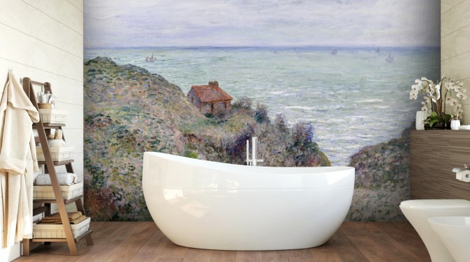 fine art wall mural called Cabin of the Customs Watch by Claude Monet