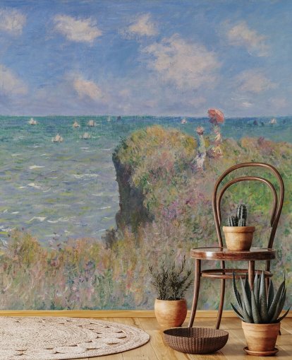 Kunsttapete namens Cliff Walk at Pourville von Claude Monet für Schlafzimmer und Wohnzimmer Kunsttapete namens Cliff Walk at Pourville von Claude Monet für Schlafzimmer und Wohnzimmer