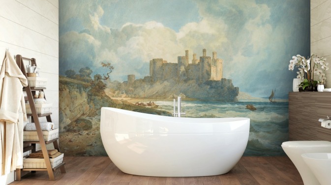Kunstmalerei namens Conway Castle, North Wales von J. M. W. Turner für Wohnzimmer und Heimbüro