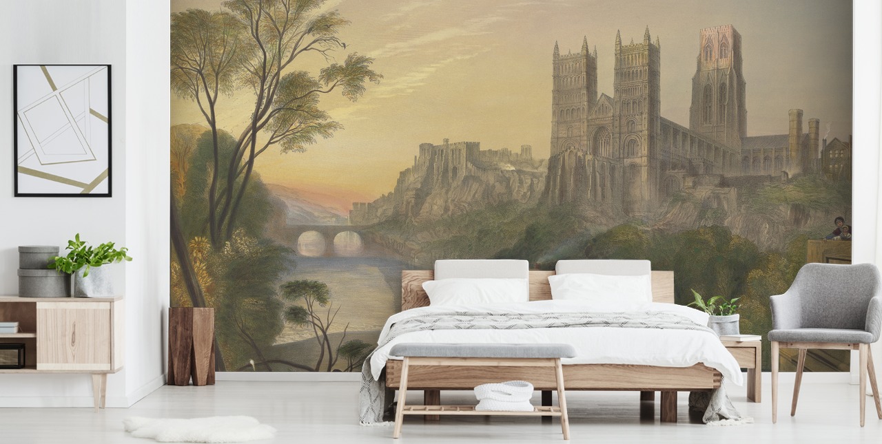 fine art wallpaper mural called Durham Cathedral by J. M. W. Turner for bedrooms and home offices