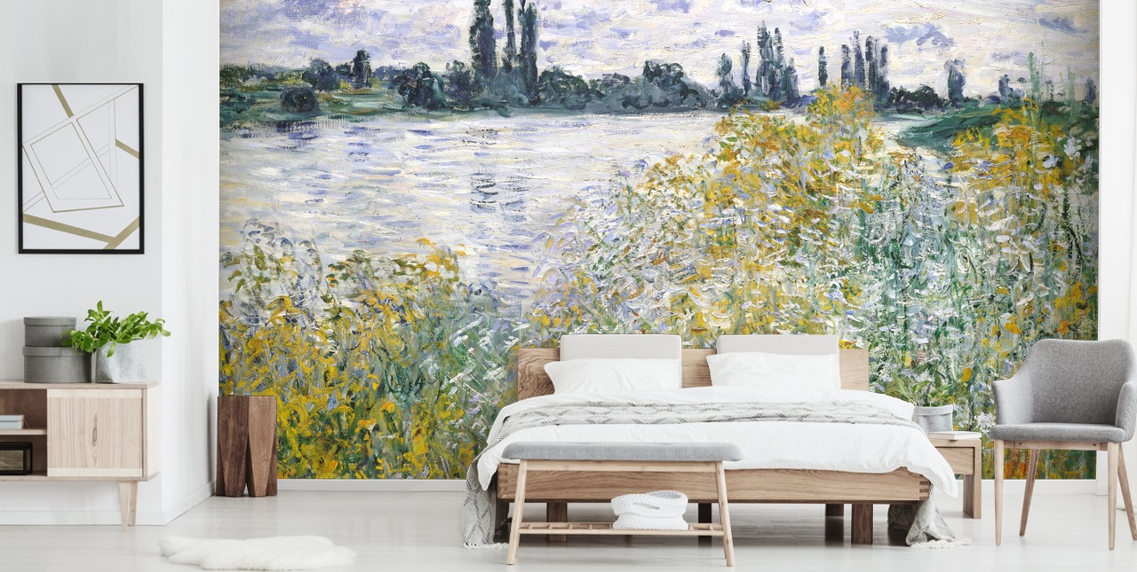 konsttapet väggmålning som heter Ile aux Fleurs nära Vetheuil av Claude Monet för sovrum och kök konsttapet väggmålning som heter Ile aux Fleurs nära Vetheuil av Claude Monet för sovrum och kök