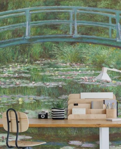 konstväggmålning som heter The Japanese Footbridge av Monet för sovrum, vardagsrum och kök konstväggmålning som heter The Japanese Footbridge av Monet för sovrum, vardagsrum och kök