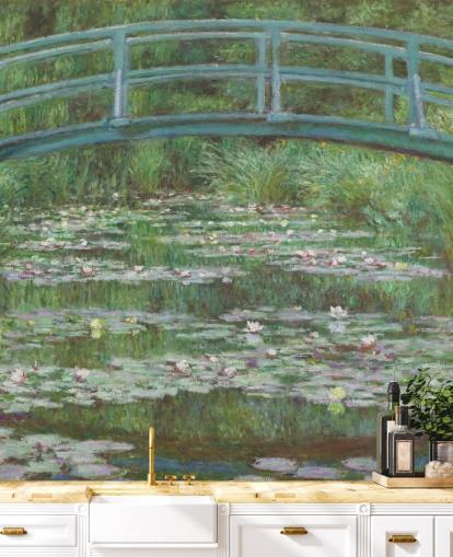 fine art wall mural called The Japanese Footbridge by Monet for bedrooms, living rooms and kitchens fine art wall mural called The Japanese Footbridge by Monet for bedrooms, living rooms and kitchens