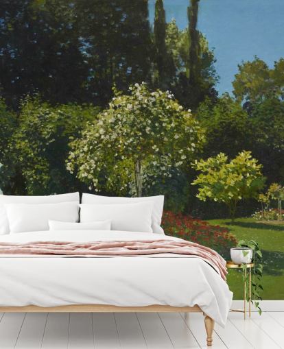 fine art wall mural called Lady in the Garden by Claude Monet for living rooms and dining rooms fine art wall mural called Lady in the Garden by Claude Monet for living rooms and dining rooms