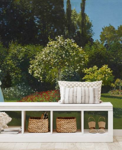 kunstvægmaleri kaldet Lady in the Garden af Claude Monet til stuer og spisestuer kunstvægmaleri kaldet Lady in the Garden af Claude Monet til stuer og spisestuer