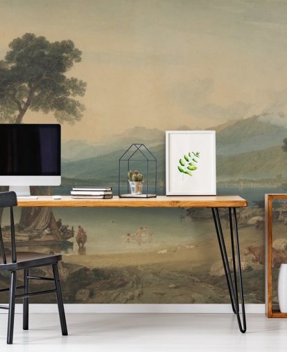 papier peint mural d'art intitulé Lake Geneva and Mont Blanc par J. M. W. Turner pour les chambres et les salons papier peint mural d'art intitulé Lake Geneva and Mont Blanc par J. M. W. Turner pour les chambres et les salons