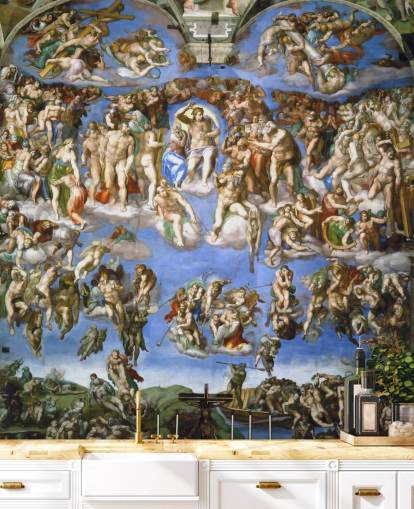 kunsttapet vægmaleri kaldet The Last Judgment af Michelangelo til lofter kunsttapet vægmaleri kaldet The Last Judgment af Michelangelo til lofter