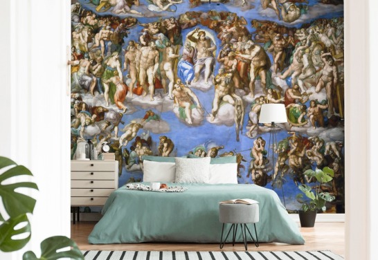 fine art wallpaper mural called The Last Judgment by Michelangelo for ceilings