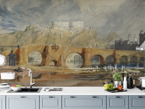 Konstväggmålning Moselbron i Coblenz av J. M. W. Turner för sovrum, vardagsrum och hemmakontor