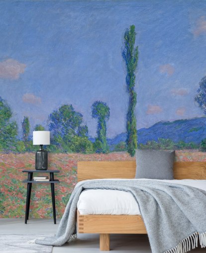 Kunsttapete namens Poppy Field (Giverny) von Claude Monet für Wohn- und Schlafzimmer Kunsttapete namens Poppy Field (Giverny) von Claude Monet für Wohn- und Schlafzimmer