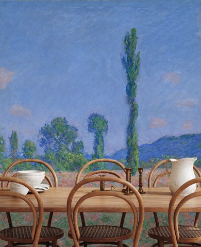 fine art wallpaper mural called Poppy Field (Giverny) by Claude Monet for living rooms and bedrooms fine art wallpaper mural called Poppy Field (Giverny) by Claude Monet for living rooms and bedrooms