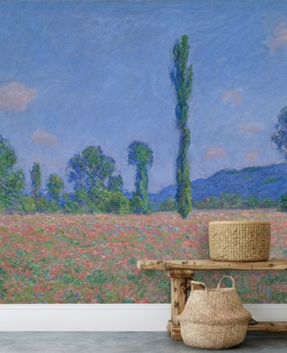 fine art wallpaper mural called Poppy Field (Giverny) by Claude Monet for living rooms and bedrooms fine art wallpaper mural called Poppy Field (Giverny) by Claude Monet for living rooms and bedrooms