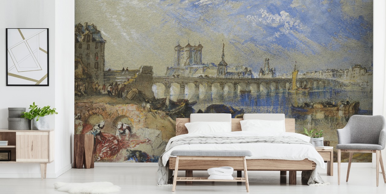 fine art wallpaper mural called Saumur from the Ile d'Offart by J. M. W. Turner for living rooms and home offices fine art wallpaper mural called Saumur from the Ile d'Offart by J. M. W. Turner for living rooms and home offices