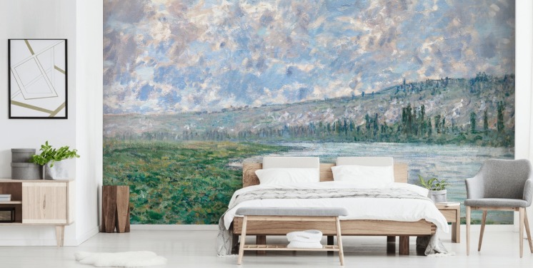 kunsttapet vægmaleri kaldet Seinen ved Vetheuil af Claude Monet